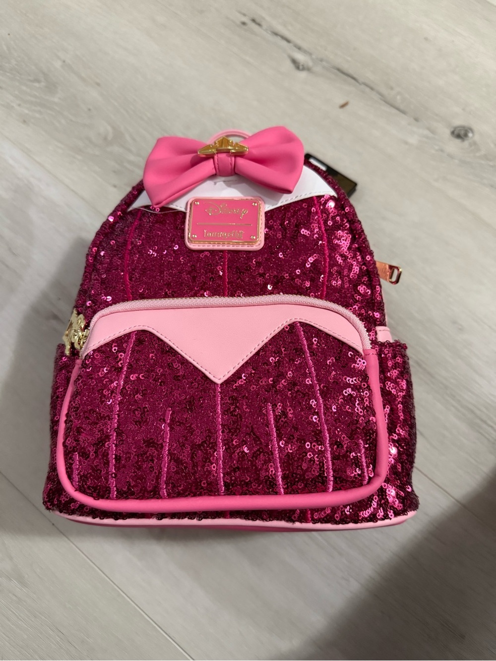 NWT RARE Disney Loungefly Aurora Pink Sequin Mini Backpack